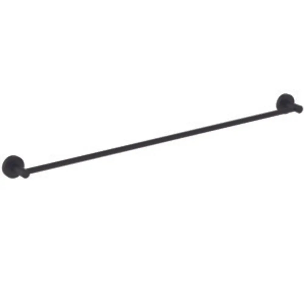 Handtuchhalter von Ideal Standard in Schwarz, montiert an zwei Wandhalterungen. Langer, schlanker Balken ohne zusätzliche Details.